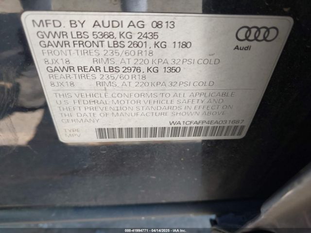 WA1CFAFP4EA031687 Audi Q5 2.0t Premium