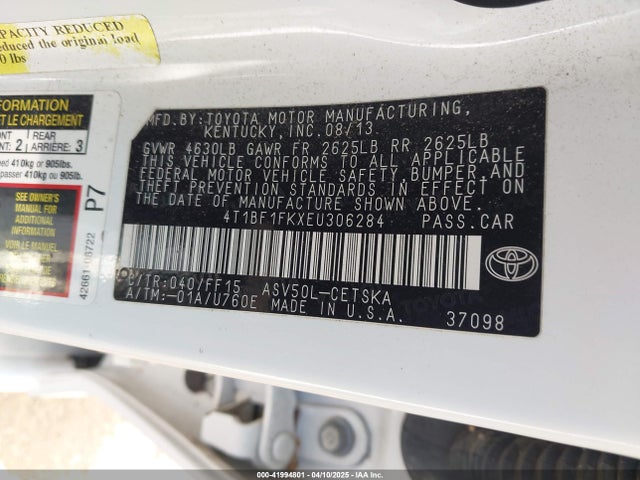 Toyota CAMRY SE 2014 4T1BF1FKXEU306284 Image 9