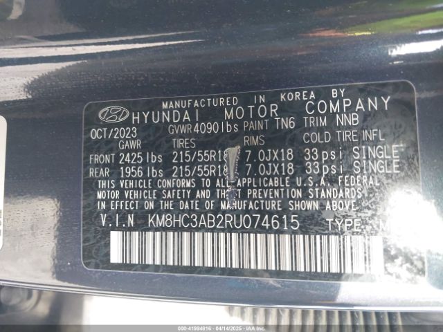 KM8HC3AB2RU074615 Hyundai Kona Sel
