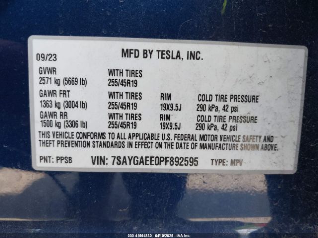 2023 TESLA MODEL Y 7SAYGAEE0PF892595 Photo 8