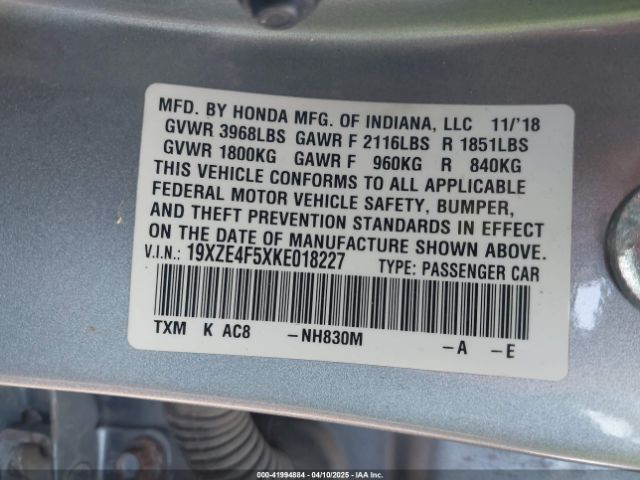 19XZE4F5XKE018227 Honda INSIGHT EX