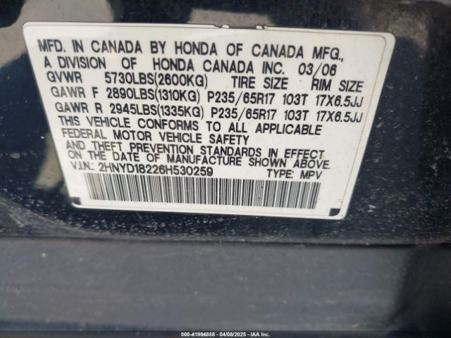 2006 ACURA MDX 2HNYD18226H530259 Photo 8