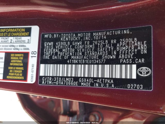 4T1BK1EB1EU134577 Toyota AVALON LIMITED