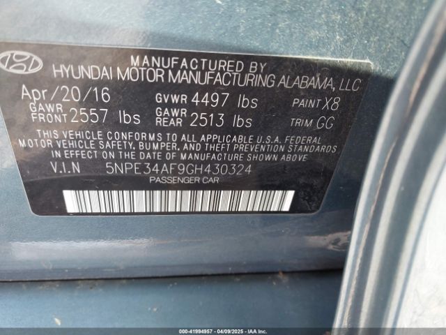 5NPE34AF9GH430324 Hyundai Sonata Sport