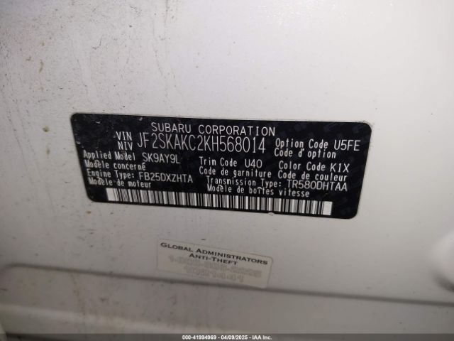JF2SKAKC2KH568014 Subaru Forester Sport