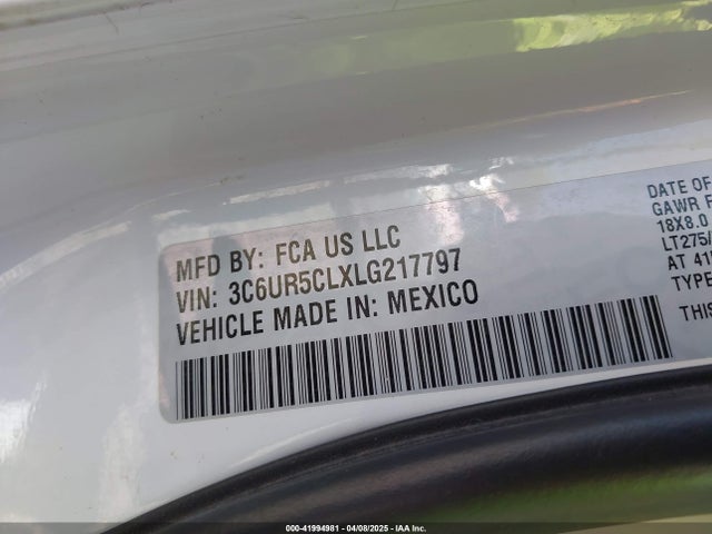 3C6UR5CLXLG217797 RAM 2500 Tradesman  4x4 6'4 Box