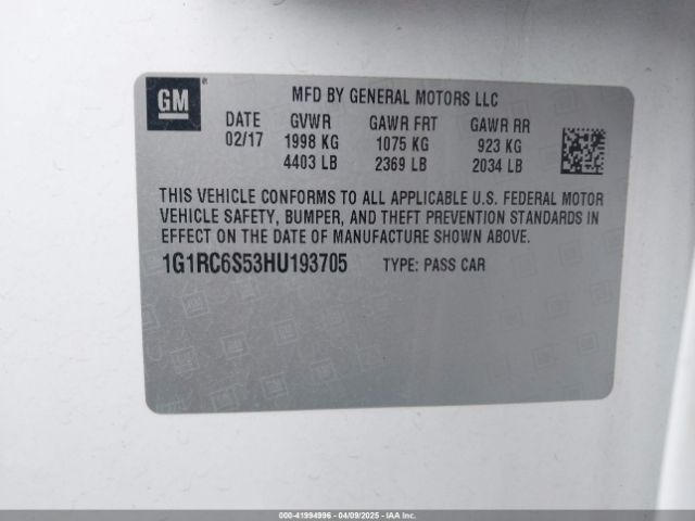 1G1RC6S53HU193705 Chevrolet VOLT LT