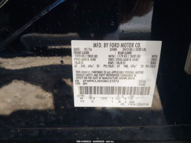 2FMPK3J93GBC21572 Ford EDGE SEL