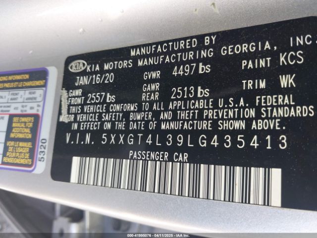 2020 KIA OPTIMA 5XXGT4L39LG435413 Photo 8