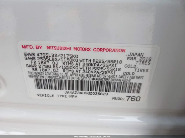 JA4AZ3A36GZ035629 Mitsubishi Outlander Es