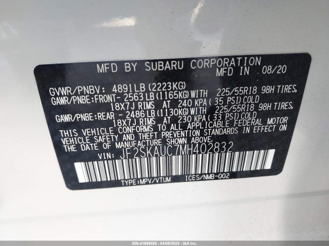 Subaru Forester Limited 2021 JF2SKAUC7MH402832 Image 9