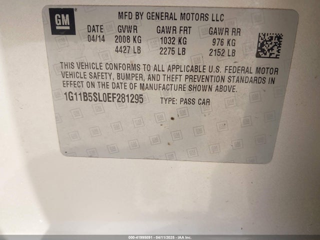 Chevrolet Malibu 1ls 2014 1G11B5SL0EF281295 Image 9