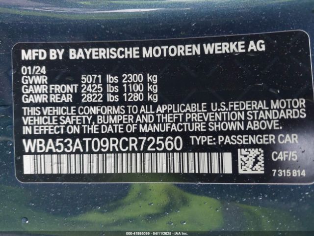 WBA53AT09RCR72560 BMW M440I