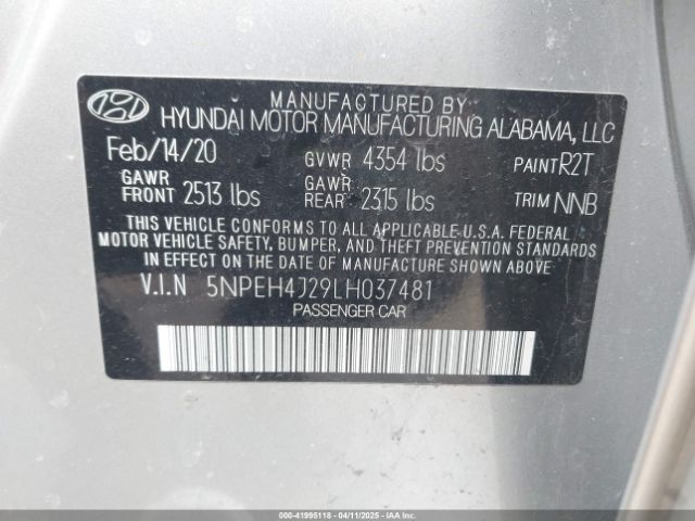 5NPEH4J29LH037481 Hyundai Sonata Limited