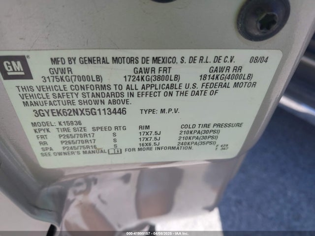 2005 CADILLAC ESCALADE EXT 3GYEK62NX5G113446 Photo 8