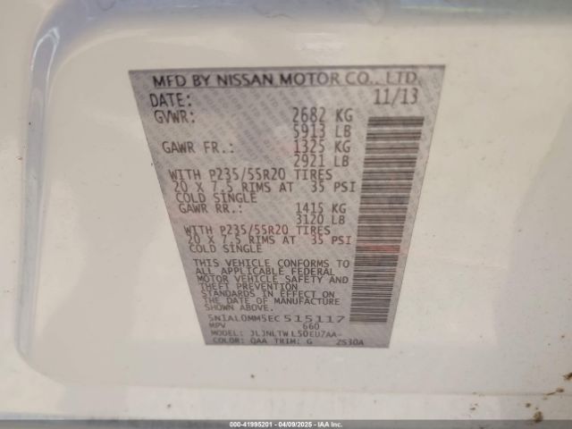 5N1AL0MM5EC515117 Infiniti QX60