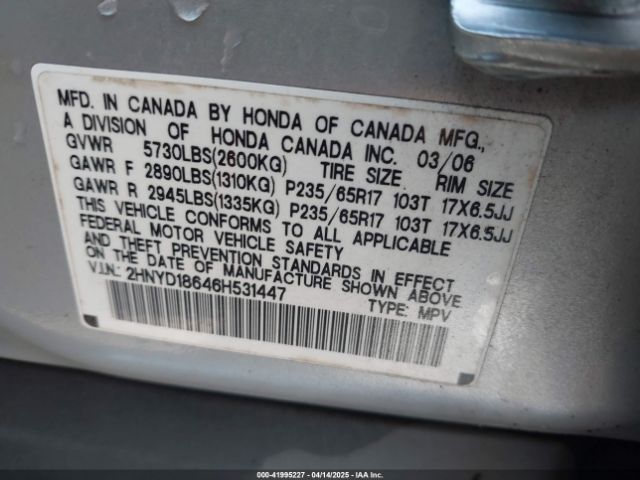 2006 ACURA MDX 2HNYD18646H531447 Photo 8