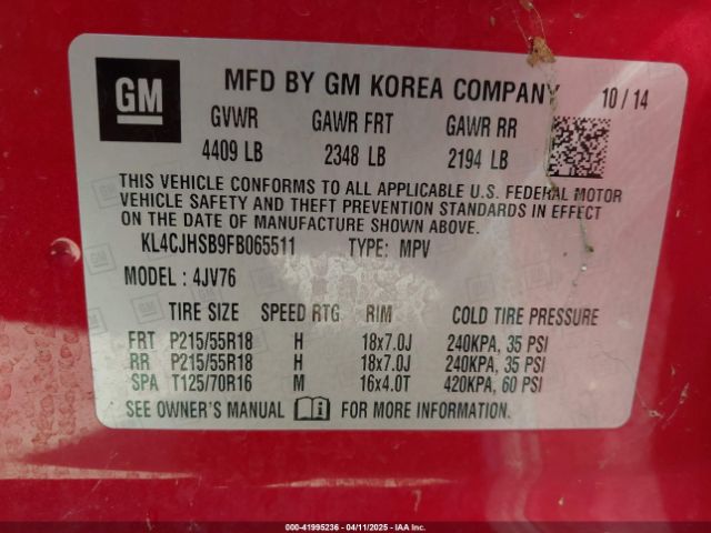 KL4CJHSB9FB065511 Buick Encore Premium