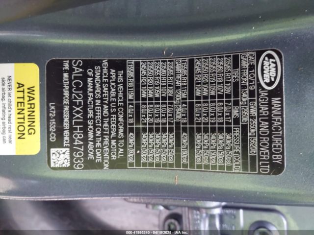 SALCJ2FXXLH847939 Land Rover Discovery Sport S