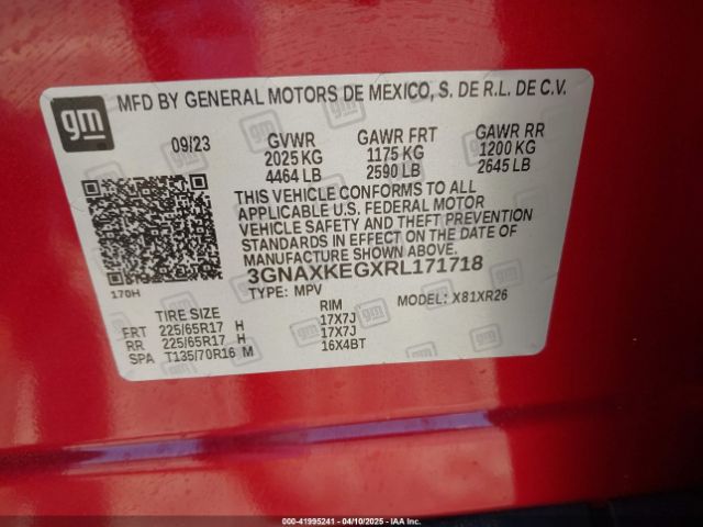 3GNAXKEGXRL171718 Chevrolet Equinox Fwd Lt
