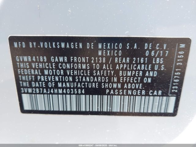 3VW2B7AJ4HM403584 Volkswagen Jetta 1.4t S