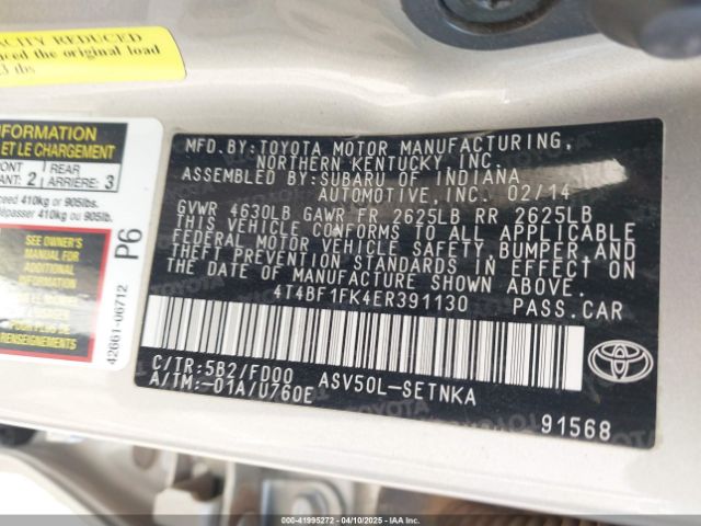 4T4BF1FK4ER391130 Toyota CAMRY LE
