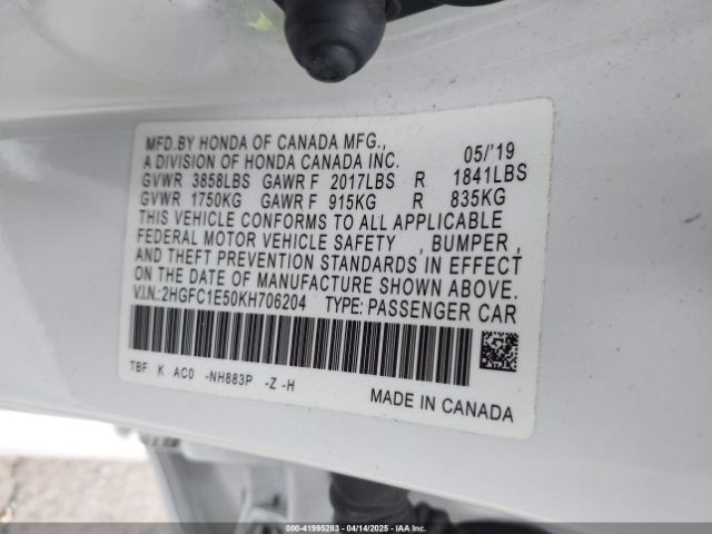 2HGFC1E50KH706204 Honda CIVIC SI