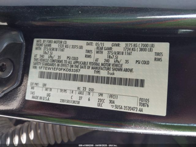 1FTEW1EF0FKD53357 Ford F-150 Xlt