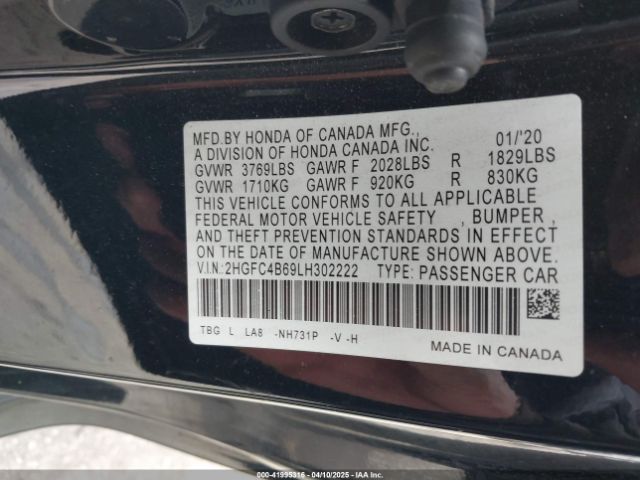 2HGFC4B69LH302222 Honda Civic Lx