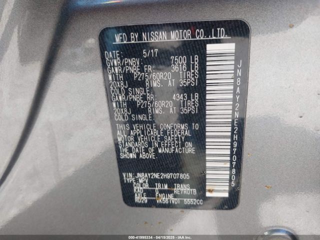 JN8AY2NE2H9707805 Nissan Armada Platinum