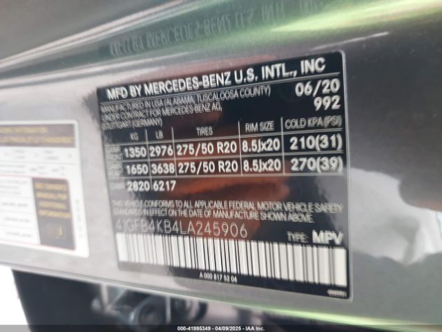 4JGFB4KB4LA245906 Mercedes-Benz Gle 350 4matic