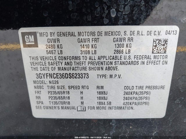 2013 CADILLAC SRX 3GYFNCE36DS623373 Photo 8
