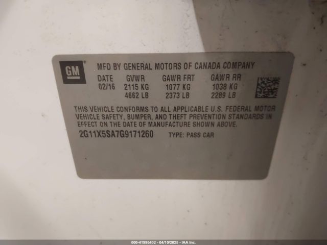 2G11X5SA7G9171260 Chevrolet Impala 1fl