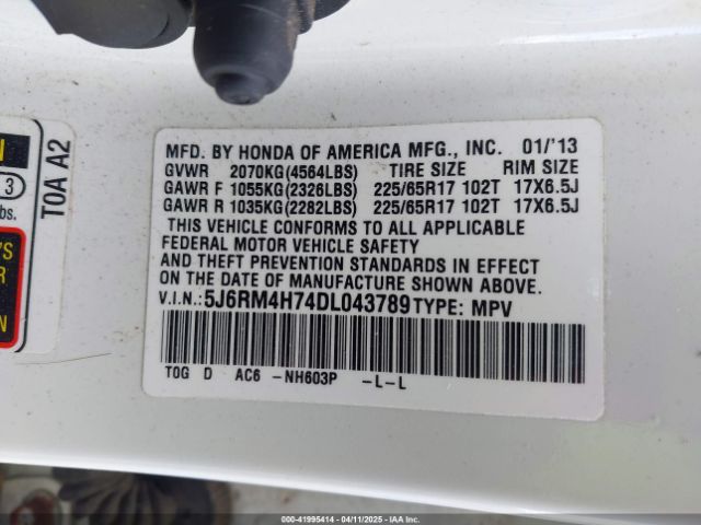 2013 HONDA CR-V 5J6RM4H74DL043789 Photo 8