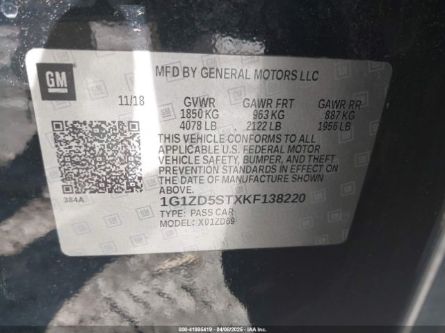 1G1ZD5STXKF138220 Chevrolet MALIBU LT