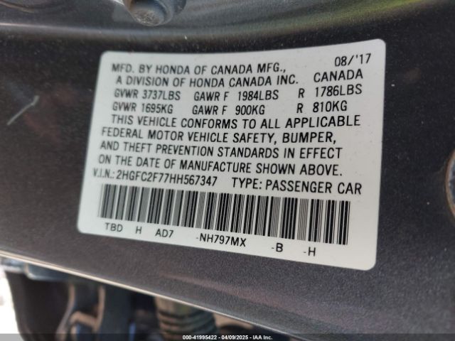 2HGFC2F77HH567347 Honda CIVIC EX