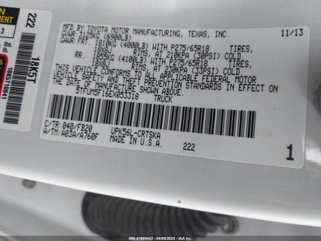5TFUM5F16EX053318 Toyota Tundra Sr5 4.6l V8