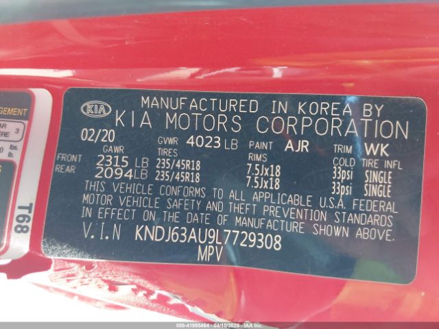 KNDJ63AU9L7729308 KIA mpi nu