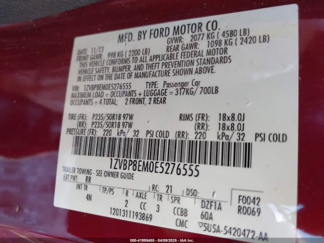 1ZVBP8EM0E5276555 Ford Mustang V6 Premium