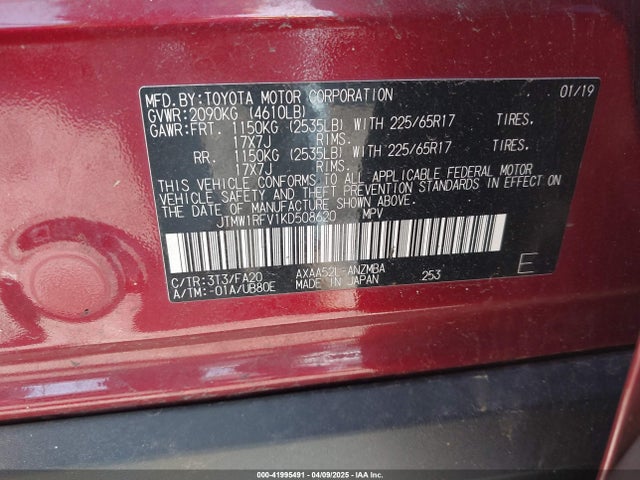 Toyota Rav4 Xle 2019 JTMW1RFV1KD508620 Image 9