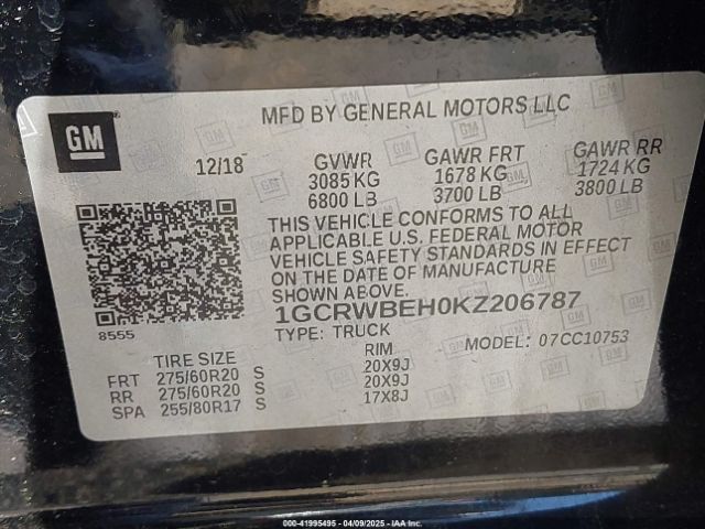 1GCRWBEH0KZ206787 Chevrolet Silverado 1500 Custom