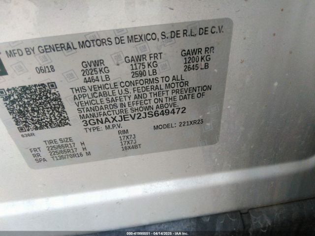 3GNAXJEV2JS649472 Chevrolet EQUINOX LT