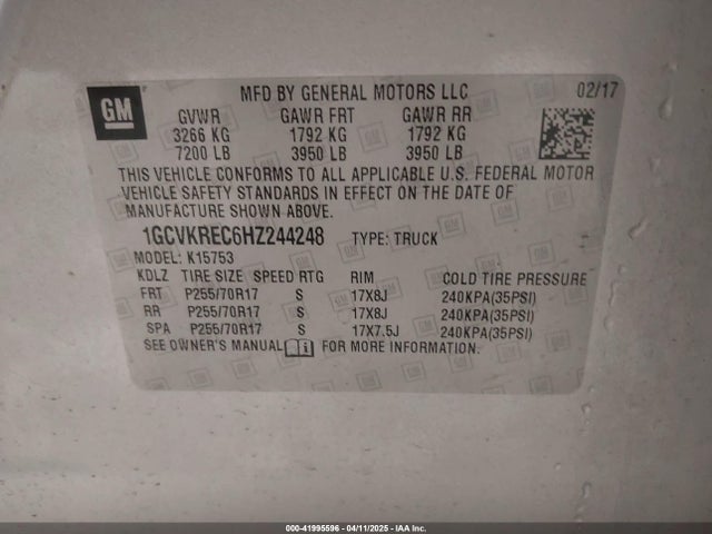 1GCVKREC6HZ244248 Chevrolet Silverado 1500 1lt