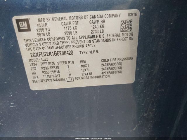 2GNFLGEK1G6286423 Chevrolet Equinox Ltz