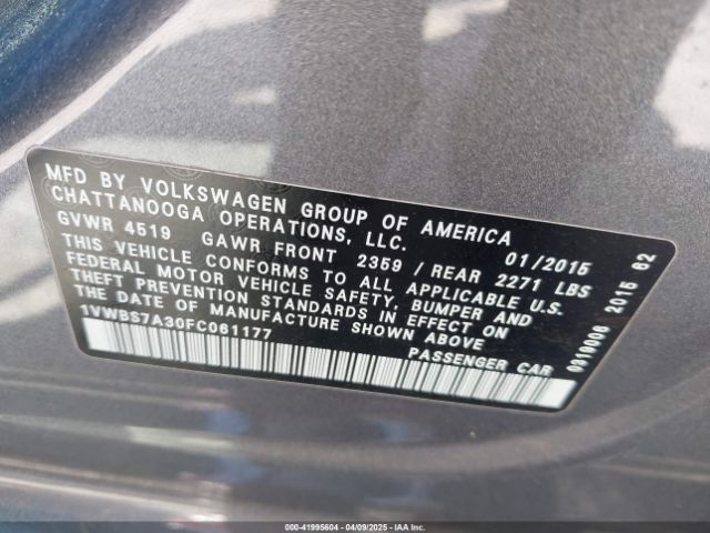 1VWBS7A30FC061177 Volkswagen Passat 1.8t Se