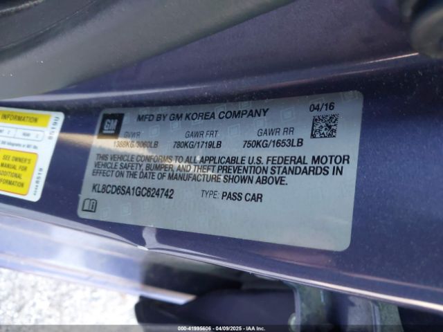 KL8CD6SA1GC624742 Chevrolet Spark 1lt Cvt