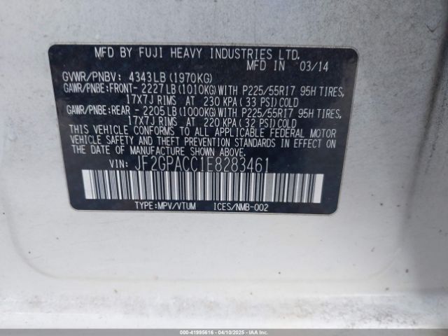JF2GPACC1E8283461 Subaru Xv Crosstrek 2.0i Premium