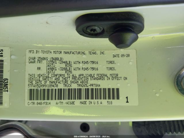 5TFAX5GN9MX189470 Toyota Tacoma Sr