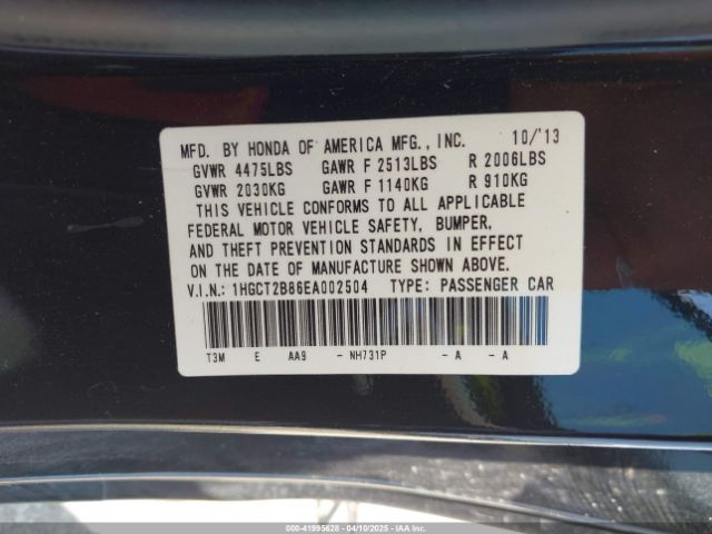 1HGCT2B86EA002504 Honda Accord Ex-l V-6