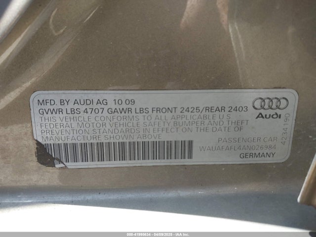2010 AUDI A4 WAUAFAFL4AN026984 Photo 8
